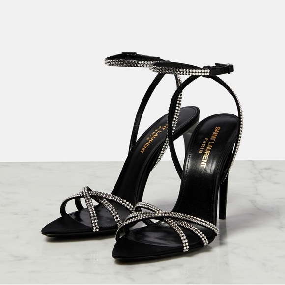 Saint Laurent Ava 105mm rhinestone-embellished sandals - Picture 1 of 16